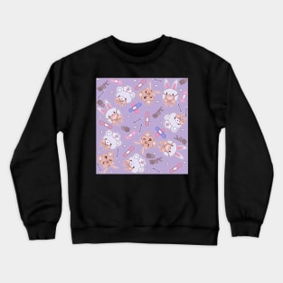 Ouch Nurse Stuffies on Dull Purple Crewneck Sweatshirt